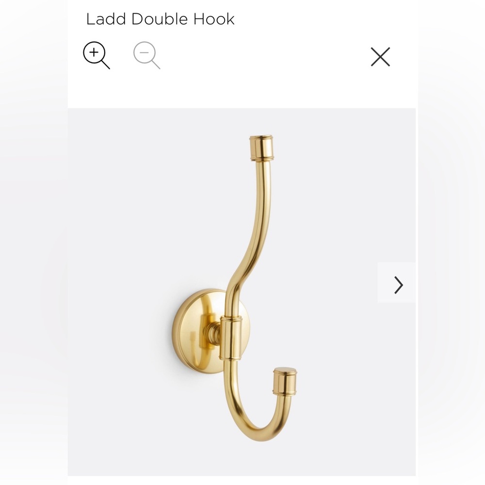 Rejuvenation Home LADD double hook in Aged Brass finish